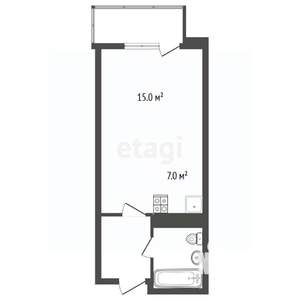 Студия квартира, вторичка, 30м2, 2/12 этаж