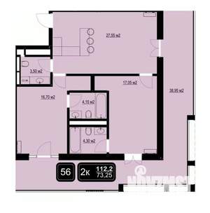 2-к квартира, вторичка, 112м2, 6/9 этаж