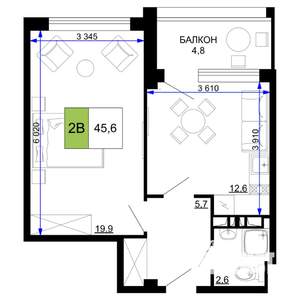2-к квартира, вторичка, 46м2, 9/9 этаж