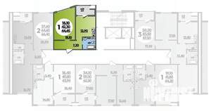 1-к квартира, вторичка, 44м2, 2/16 этаж