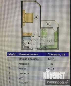 1-к квартира, вторичка, 44м2, 9/20 этаж