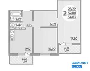 2-к квартира, вторичка, 55м2, 7/18 этаж