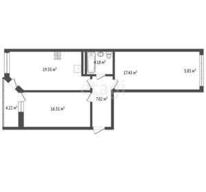 2-к квартира, вторичка, 72м2, 4/4 этаж
