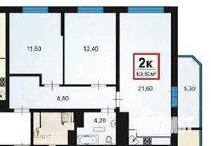 2-к квартира, вторичка, 64м2, 11/16 этаж