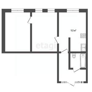 2-к квартира, вторичка, 36м2, 1/5 этаж