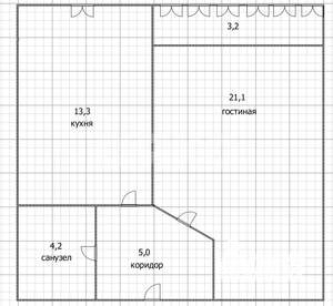 1-к квартира, вторичка, 47м2, 7/9 этаж