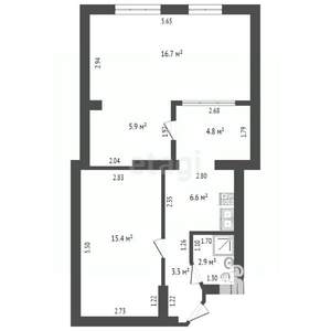 2-к квартира, вторичка, 56м2, 1/2 этаж