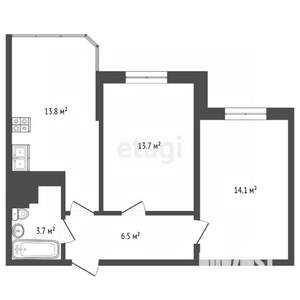 2-к квартира, вторичка, 52м2, 7/15 этаж