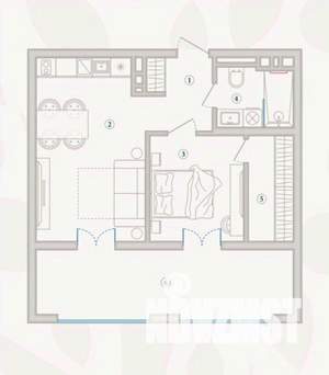 1-к квартира, вторичка, 48м2, 5/5 этаж