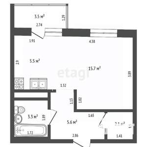 Студия квартира, вторичка, 32м2, 1/5 этаж