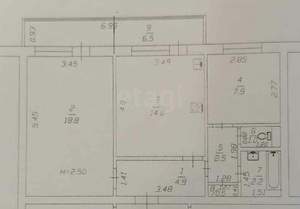 2-к квартира, вторичка, 52м2, 1/5 этаж