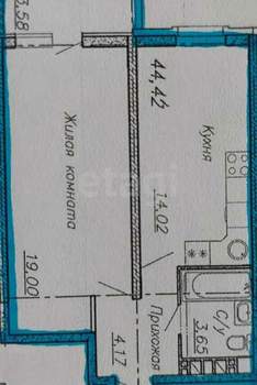 1-к квартира, вторичка, 44м2, 2/12 этаж