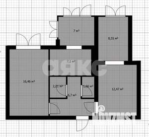 2-к квартира, вторичка, 64м2, 2/5 этаж