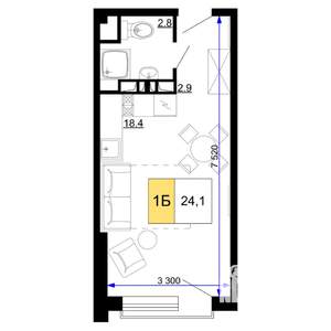 1-к квартира, вторичка, 24м2, 3/9 этаж