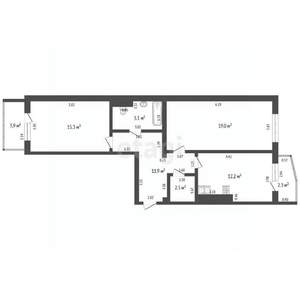 2-к квартира, вторичка, 72м2, 5/5 этаж