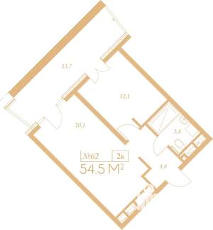 2-к квартира, вторичка, 64м2, 3/9 этаж