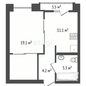 2-к квартира, вторичка, 41м2, 8/14 этаж