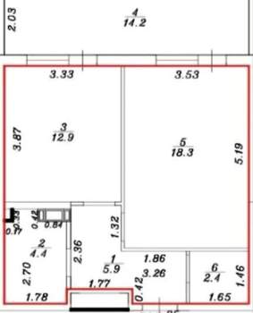 1-к квартира, вторичка, 61м2, 3/7 этаж