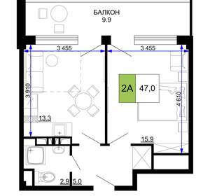 2-к квартира, вторичка, 47м2, 2/9 этаж