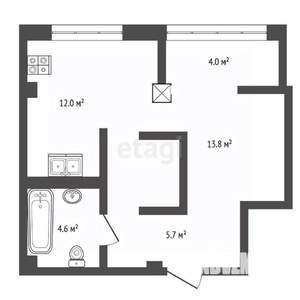 1-к квартира, вторичка, 40м2, 1/9 этаж