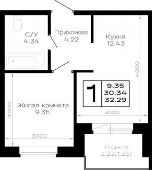1-к квартира, вторичка, 32м2, 2/4 этаж