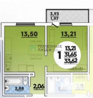 1-к квартира, вторичка, 34м2, 3/16 этаж