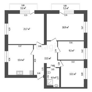 4-к квартира, вторичка, 100м2, 3/3 этаж