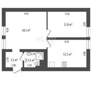 2-к квартира, вторичка, 49м2, 2/3 этаж