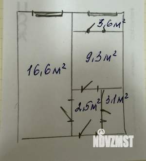 1-к квартира, вторичка, 35м2, 6/13 этаж