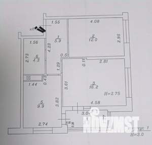 2-к квартира, вторичка, 52м2, 10/15 этаж