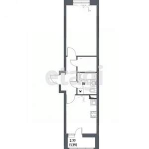 1-к квартира, вторичка, 57м2, 3/3 этаж