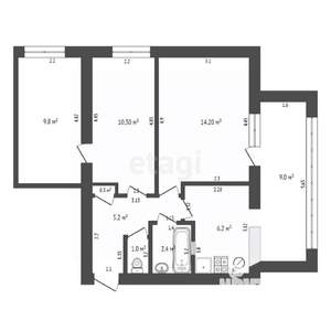 3-к квартира, вторичка, 50м2, 2/2 этаж