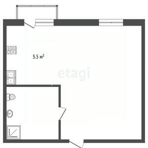 Студия квартира, вторичка, 37м2, 1/8 этаж