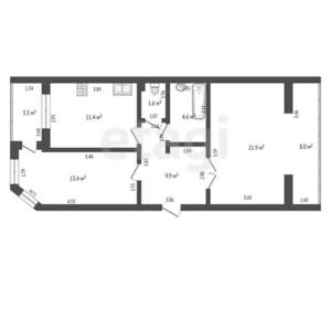 2-к квартира, вторичка, 74м2, 3/6 этаж