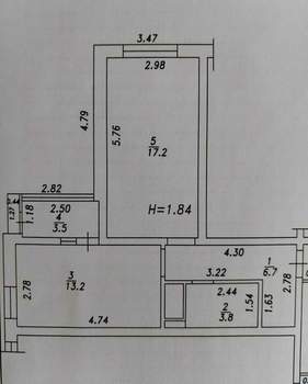 1-к квартира, вторичка, 45м2, 17/17 этаж