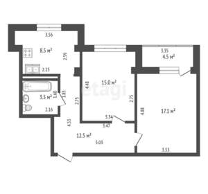 2-к квартира, вторичка, 56м2, 5/9 этаж