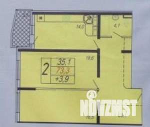 2-к квартира, вторичка, 73м2, 9/16 этаж