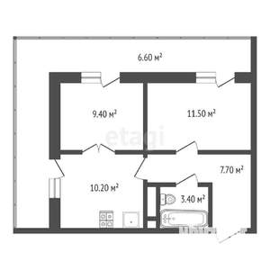 2-к квартира, вторичка, 64м2, 1/7 этаж