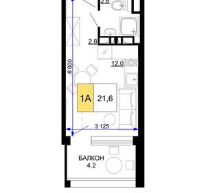 1-к квартира, вторичка, 22м2, 3/9 этаж