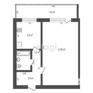 1-к квартира, вторичка, 34м2, 4/5 этаж
