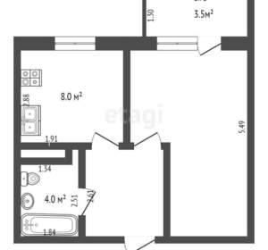 1-к квартира, вторичка, 34м2, 5/5 этаж