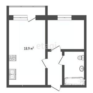 1-к квартира, вторичка, 41м2, 7/17 этаж
