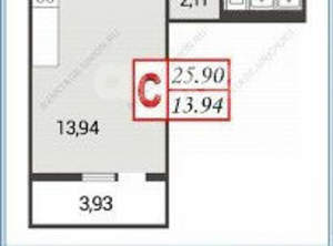 Студия квартира, вторичка, 29м2, 16/16 этаж