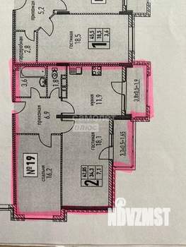 2-к квартира, вторичка, 65м2, 2/6 этаж