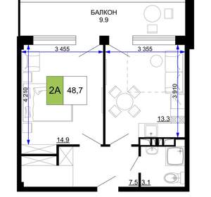 2-к квартира, вторичка, 49м2, 8/9 этаж