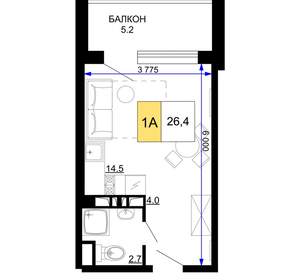 1-к квартира, вторичка, 26м2, 7/9 этаж