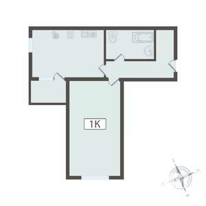 1-к квартира, вторичка, 44м2, 4/16 этаж