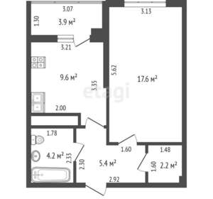 1-к квартира, вторичка, 44м2, 9/12 этаж