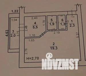 1-к квартира, вторичка, 33м2, 1/6 этаж