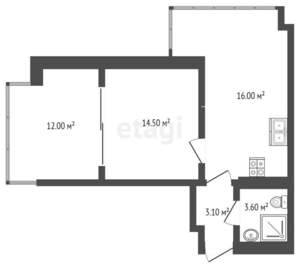 2-к квартира, вторичка, 49м2, 6/7 этаж